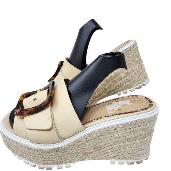 Sam Edelman Womens Platform Wedge Sandals Beige & Black Espadrille Style 9.5 - Picture 1 of 12